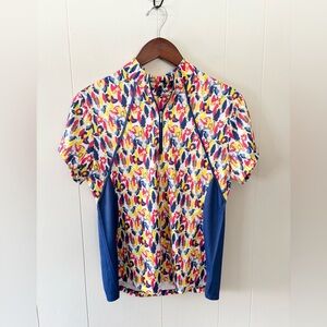 Fringe women’s pullover zip short sleeve UPF protection top golf performance SM